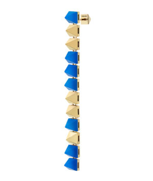 Orecchino pendente con stud in oro e agata blu