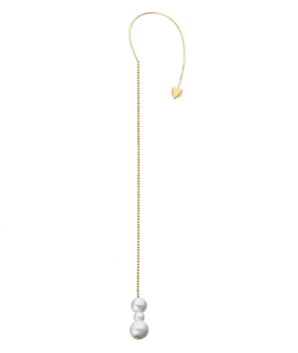 long pendant earring with natural pearls