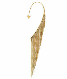 Curved earring with chains fringe