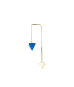 Straight pendant earring with blue agate Stud