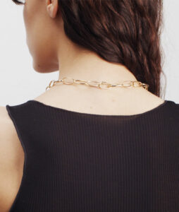 Oval link chain short necklace