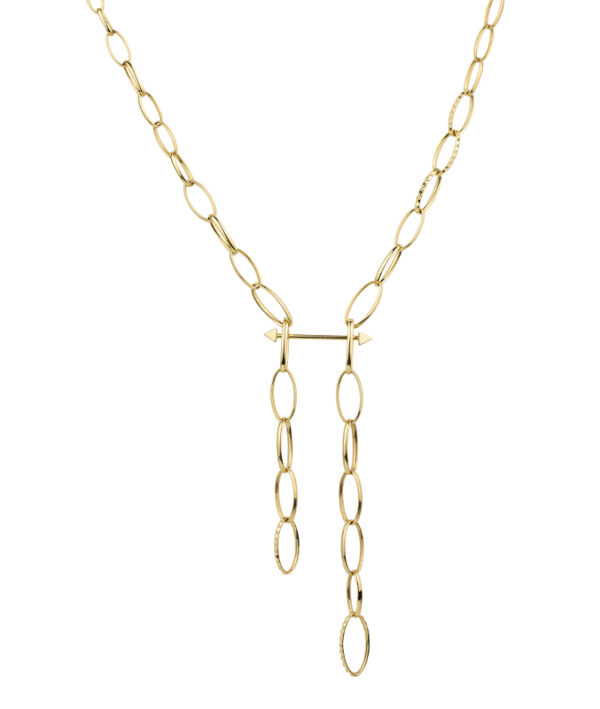 Yellow gold necklace with connecting bar